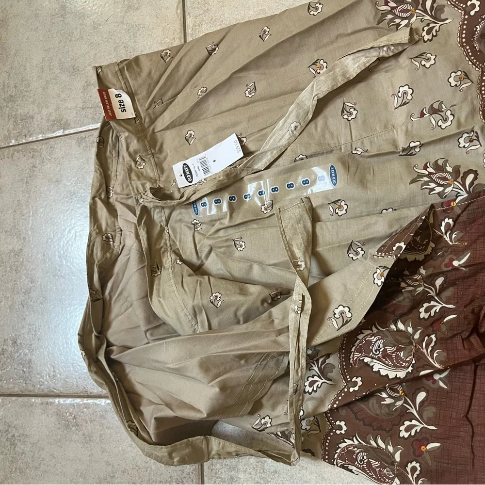 Womens Beige & Brown Floral wrap skirt